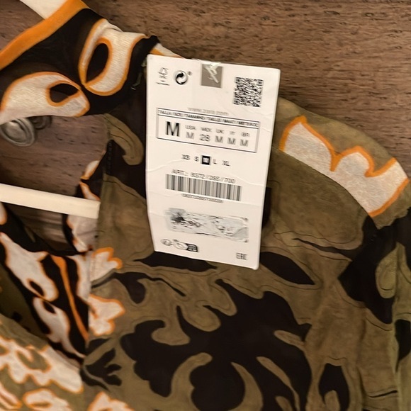 Zara V neck sheer blouse with back tie - Picture 2 of 4